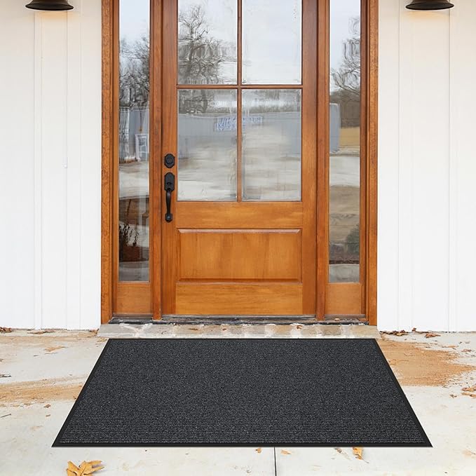 Front Door Mat, Heavy Duty Indoor Outdoor Entrance Door Mat, 72" x 36" Commercial Door Mats for Entryway, Durable Non-Slip Rubber Backing, Low-Profile Welcome Mats for Entry, Gray
