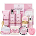 Gifts for Women,12pc Rose Scented Bath and Body Set Birthday Gift Baksket for Women Home Spa Bath Set for Her Mom Sister Wife Friend Christmas Stocking Stuffers Gifts
