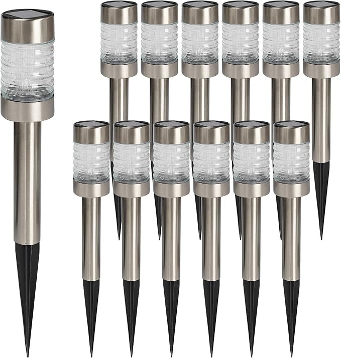 Dazzle Bright Solar Pathway Lights Outdoor, 12 Pack LED Solar Powered Waterproof Garden Lights, Landscape Lighting for Walkway Driveway Lawn Patio Yard Decoration, Warm White