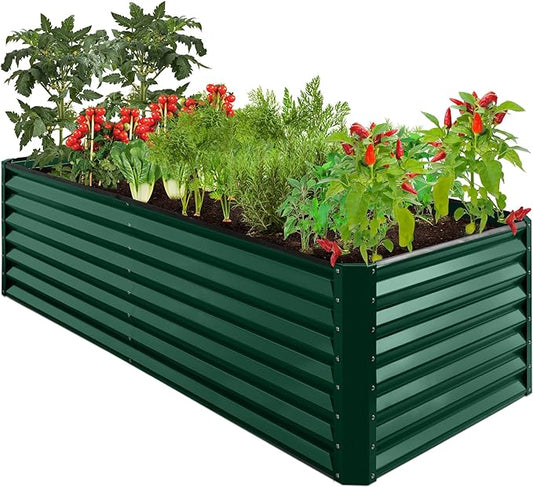 Best Choice Products 8x4x2ft Outdoor Metal Raised Garden Bed, Deep Root Planter Box for Vegetables, Flowers, Herbs, and Succulents w/ 478 Gallon Capacity - Dark Green