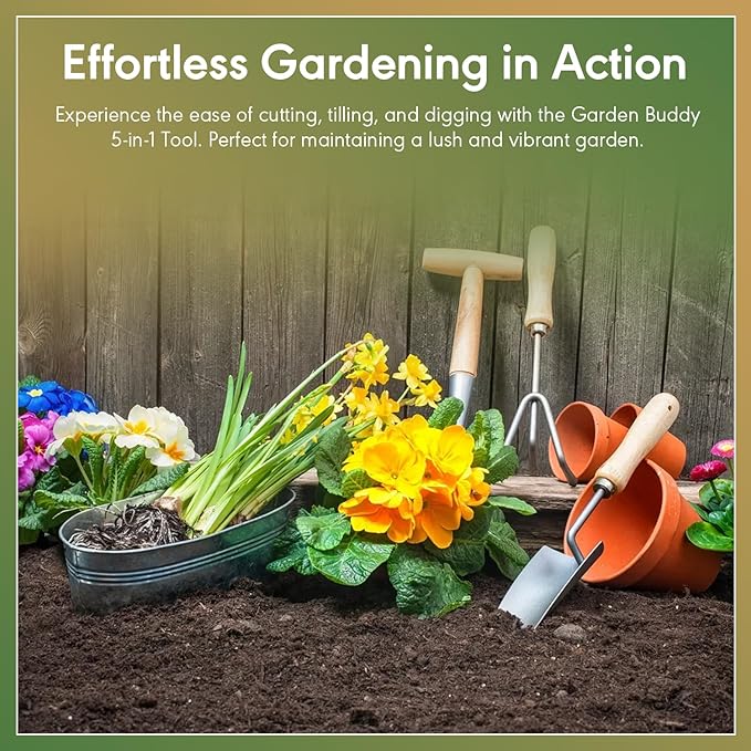 Garden Tool - Yard Tool - Lawn Care - Unique Design - Multifunctional - Hand Garden Tool - Cutting, Tilling, Digging, Weeding, Edging, Uprooting, Loosening Soil - All-in-oneTool Set - Stainless Steel