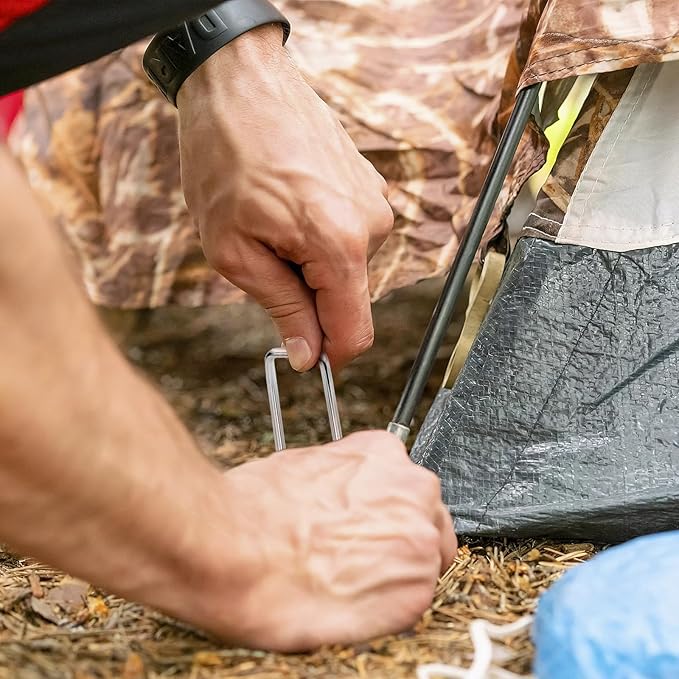 5 Inch 50pack Landscape Staples Galvanized Garden Stakes,12 Gauge Heavy Duty Garden Pins for Fences, Lawns, Weed Barriers and Landscape Fabrics, Irrigation Hose,Yard Lawn, Landscape Fabric.