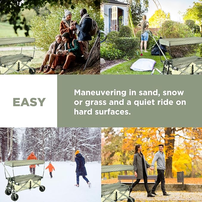 Creative Outdoor All-Terrain Deluxe Wagon | 360 Swivel All Terrain Wheels | Great for Beach, Park, Garden & Tailgate | Multiple Color Options