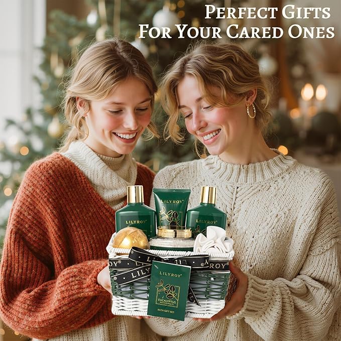 Christmas Gifts for Women - 7 Pcs Pampering Bath and Body Gift Basket Set for Women, Gift with Shower Gel | Valentine's, Birthday, Mothers Day Gifts for Mom, Perfect Gift Set for Mom All Occasion