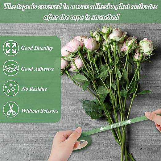 Phinus 9 Rolls Floral Tape, 1/2 Inch x 30 Yard Flower Tape, Green Floral Tape for Floral Crafts Supply, Bouquet Stem Wrapping, Wedding Bouquet (Dark Green and Green)