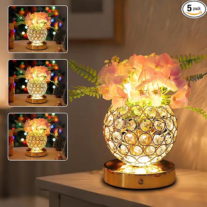 Pink Artificial Hydrangea Flower Lamp, 3 Color Dimmable Touch Control Night Light, Christmas Birthday Gifts for Women, Artificial Hydrangea Flower Table Lamp Decor for Bedroom Bar Coffee Shop Wedding