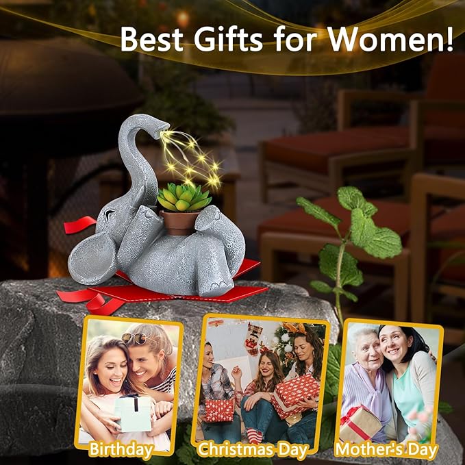 Elephant Statue for Garden Decor with LED Solar Lights,Elephant Gifts for Women,Outdoor Statue Decorations,Garden Statues,Funny Patio and Outdoor Yard Decoration
