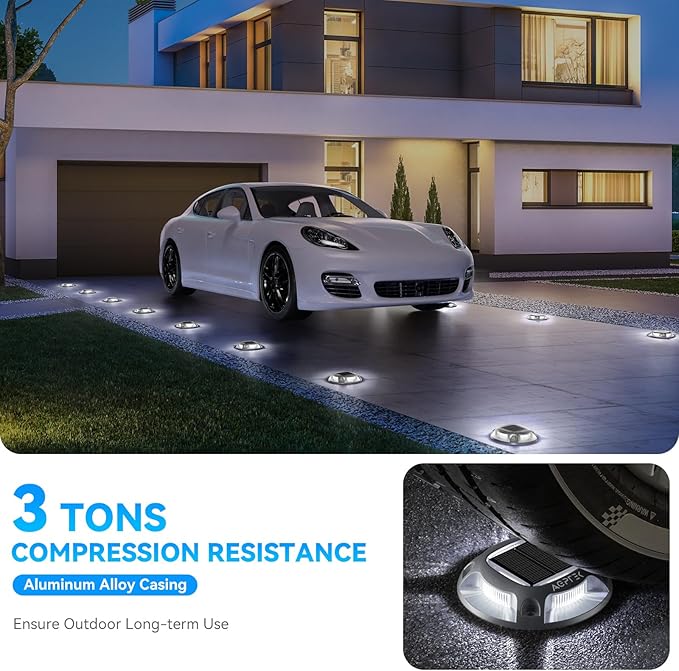 AGPTEK Solar Driveway Lights 24 Pack, 2 Colors in 1 Outdoor Solar Deck Dock Marine Waterproof LED Driveway Marker Security Lights for Outside Pathway,Boat Dock,Step,Walkway,Path,Garden