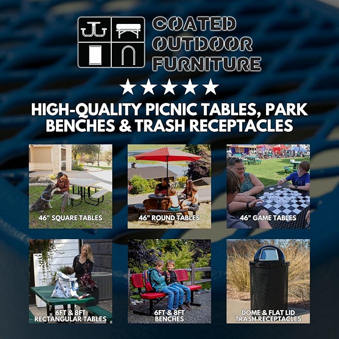 Coated Outdoor Furniture Heavy-Duty Portable Outdoor Kids Table, Expanded Metal Kids Picnic Table, Commercial-Grade Picnic Table, Made in America (4ft Rectangular, Childrens, Yellow)