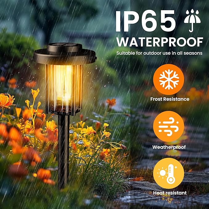 GIGALUMI Solar Pathway Lights Outdoor, 8Pack Gardening Light IP65 Waterproof Landscape Lighting for Yard and Walkway, Garden Decorations for Outside Patio Porch, Warm White
