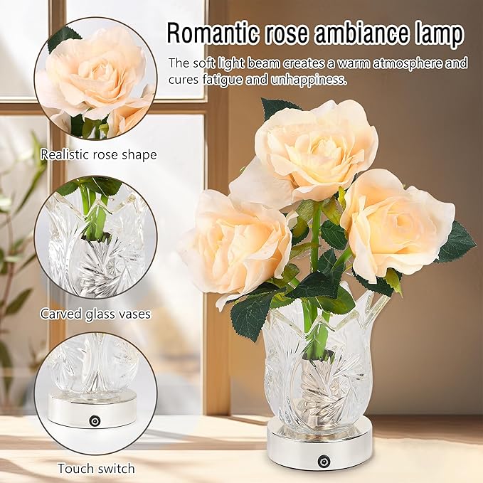 Sunflower LED Lamp for Womens Gifts, for Womens Mom Wife Friends Her Christmas Anniversary Birthday Gifts, Perfect Ideal for Bedroom Ambiance Charming Gifts (Champagne)