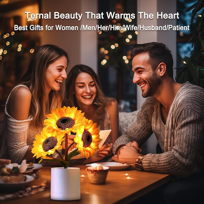 Sunflower Flower Lamp Gifts for Women, Birthday Christmas Ideal Gifts for Women Mom Granddaughter Girlfriend Friend Wife Anniversary Birthday, Bedroom Bar Coffee Shop Sunflower Night Light Lamp Decor