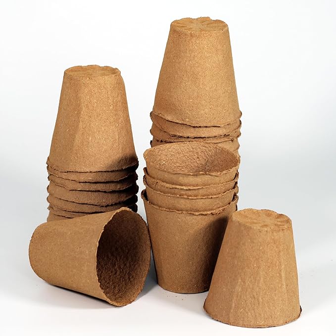 Daniel's Plants 4" Naked Pots | Large Natural Plantable Seed Starter Pots | OMRI-Listed Biodegradable Pots for Seedlings | Enhanced Aeration | Earth Friendly - Peat Free | 10 Pack 4 Inch Round