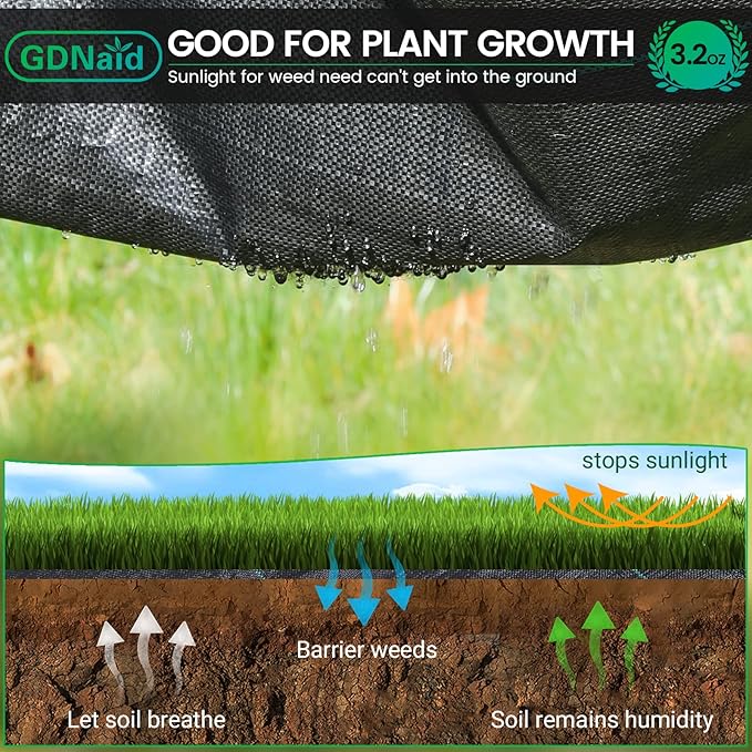 4ftx100ft Weed Barrier Landscape Fabric Heavy Duty, 3.2oz Weed Barrier Fabric, Easy Setup Woven Garden Weed Fabric Landscaping Fabric