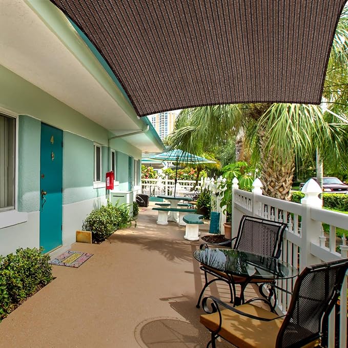 Eden's Decor Straight Flat-Edged Sun Shade Sail Rectangular 5' x 11' Brown UV-Blocking Outdoor Canopy Fabric Cloth Awning for Pergola Patio Garden Backyard Custom Size