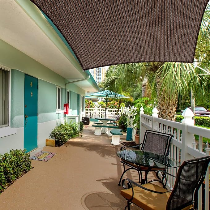 Eden's Decor Straight Flat-Edged Sun Shade Sail Rectangular 11' x 15' Brown UV-Blocking Outdoor Canopy Fabric Cloth Awning for Pergola Patio Garden Backyard Custom Size