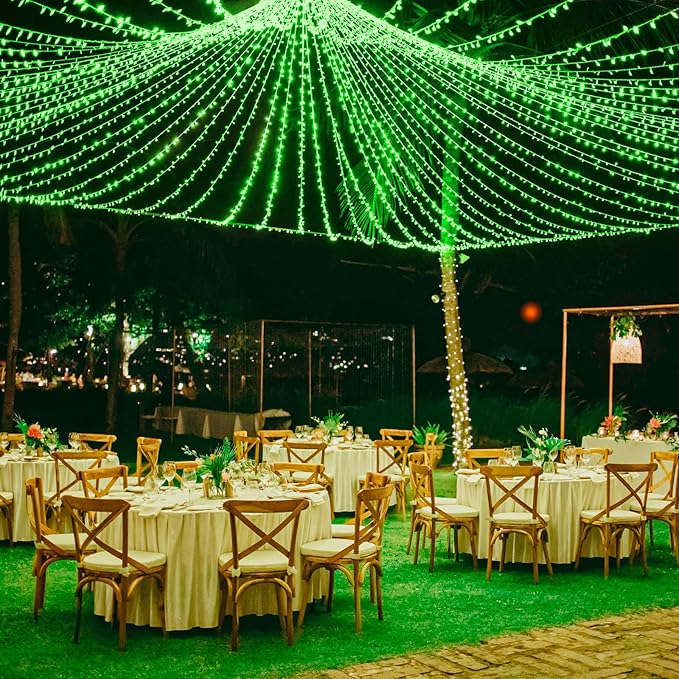 500 LED Green Christmas Lights Outdoor, 165ft Green String Lights Indoor Clear Wire 8 Modes Waterproof Plug in Green Twinkle Fairy Lights with Timer Memory for Room Tree Party Decorations