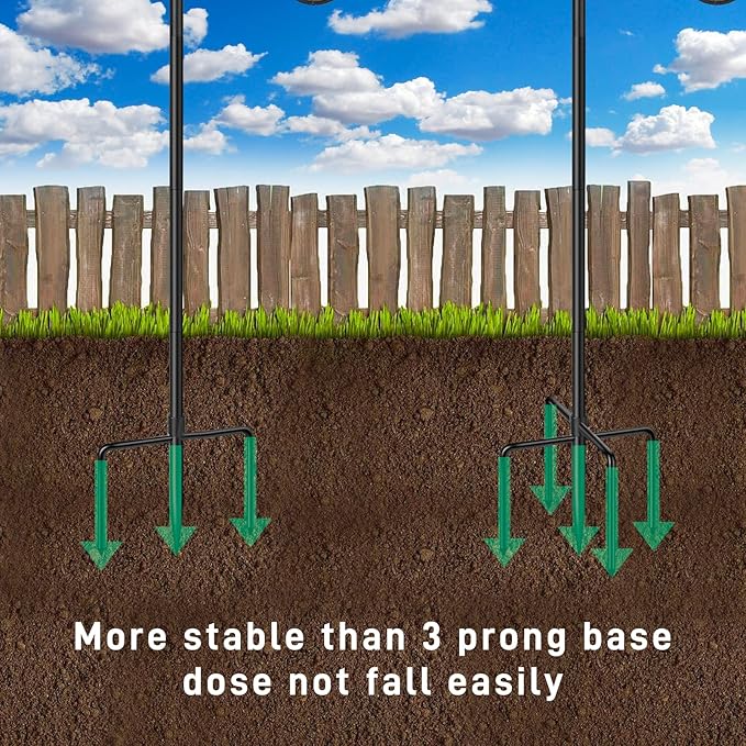 Adjustable Shepards Hooks for Outdoor with 5 Prong Base Shepherds Hooks for Outdoor Stand Pole for Humming Bird Feeder for Hanging Solar Lights Outdoor Garden Wedding Decor (48in)