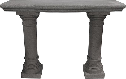 Emsco Group 2316 Lightweight Natural Sandstone Garden Shelf with Columns, 48", Granite