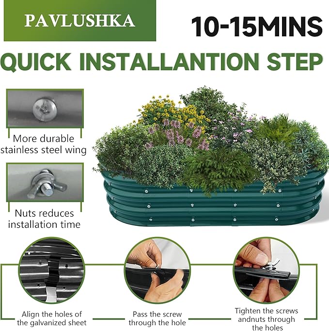 Galvanized Metal Raised Garden Bed 4x2x1ft Large Raised Planter 1Pack Outdoor Blue Planter Box with Rubber Stripe and Safety Gloves for Vegetables, Fruits, Flowers