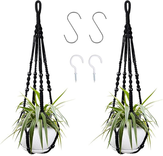 Augshy Macrame Hanging Planter, 2 Pack Hanging Planters for Indoor Plants Indoor Outdoor Decor Handmade Hanging Plant Holder(35 Inch)