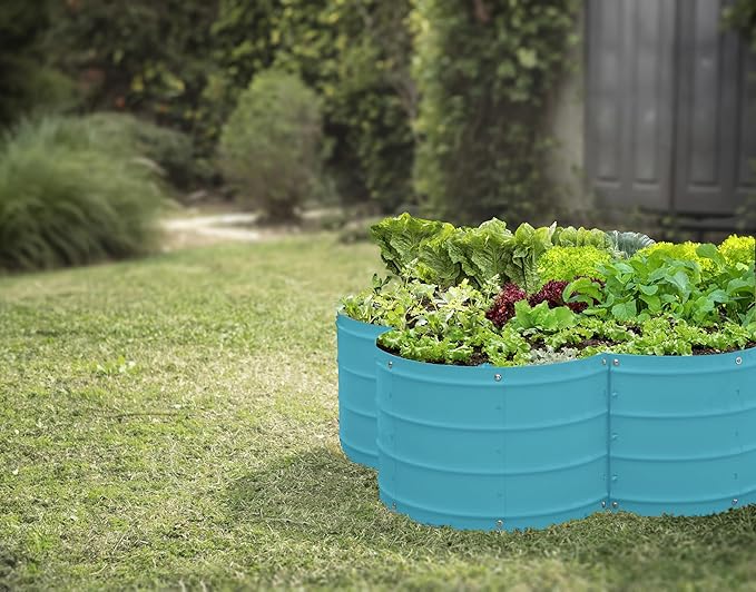 Galvanized Raised Garden Beds Outdoor // 3×3×1 ft Planter Raised Beds for Gardening, Vegetables, Flowers // Large Metal Garden Box (Teal) // Patented Tool-Free Design