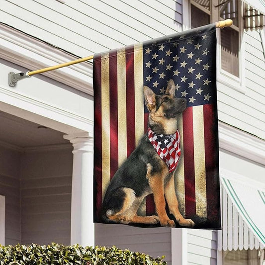 FLAGWIX German Shepherd Dogs Double Sided Flag - Patriot American Dog Flags - Decorations For Home, Outside, Patriotic House Flag 30x40 Heavy Duty Canvas, Decorative Indoor Outdoor Flag