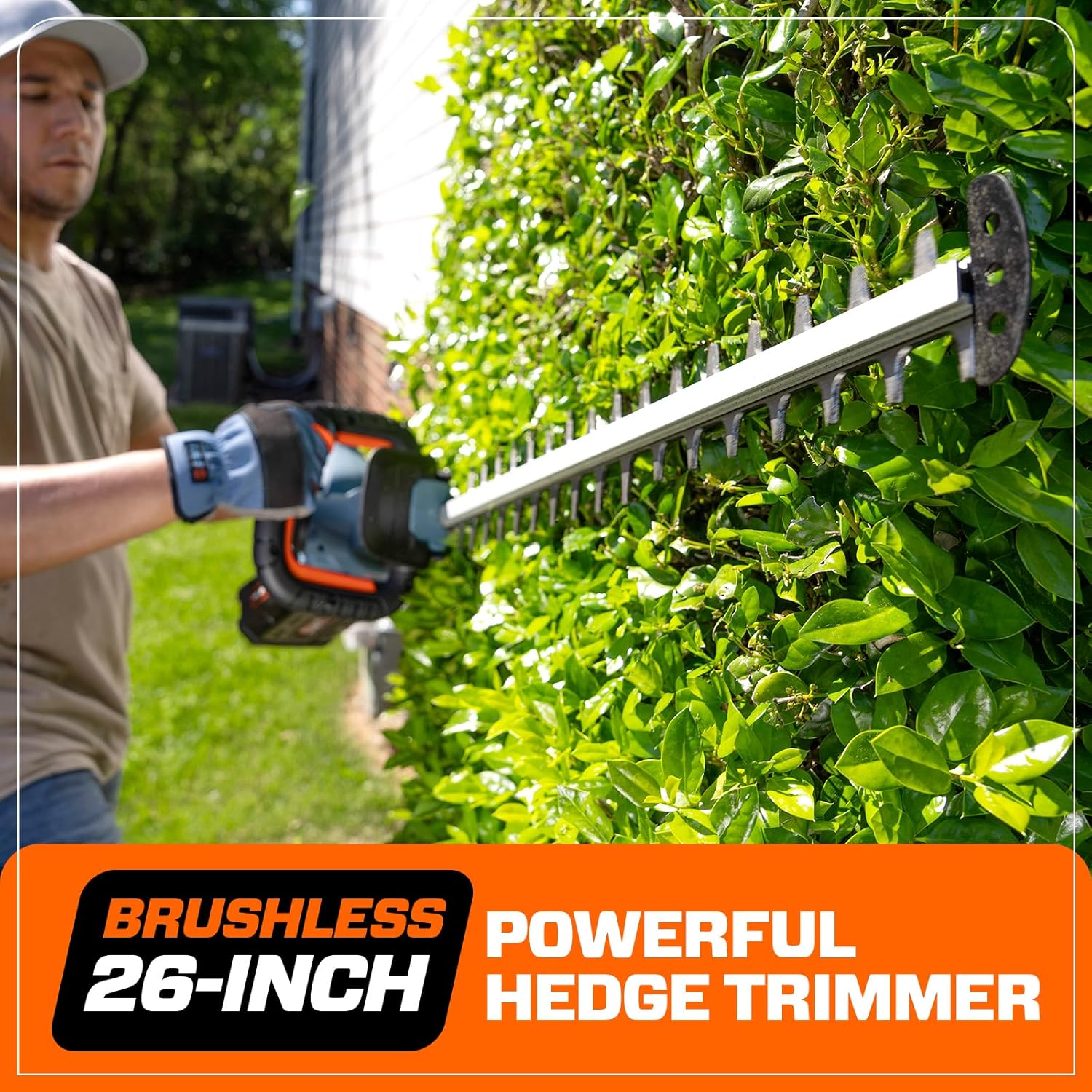 SENIX X6 60V Max* Battery Powered 26" Cordless Hedge Trimmer with Brushless Motor, Double-Sided Dual Action Blades, 1-1/4" Cutting Capacity, 3.0 Ah Lithium-ion Battery & Charger Included (HTX6-M1)