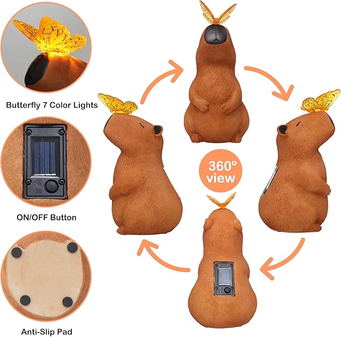 Garden Solar Outdoor Statues Capybara Light, Attivolife Outside & 7 Color Change Lamp, Patio Easter Ornament for Lawn Balcony Porch Yard Art Decor, for Mom Grandma