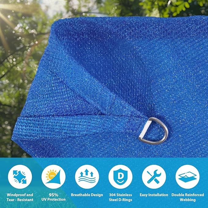 Amagenix Sun Shade Sail 20'X24' Curved Edge Outdoor Shade Canopy Blue Breathable 95% UV Block Shade Cloth for Patio Garden Backyard (We Make Custom Size)
