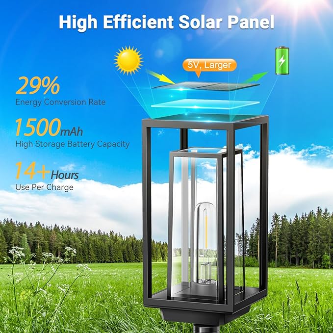 8 Pack Solar Pathway Lights Outdoor, 2X Bigger & Brighter Solar Lights Waterproof, Over 12 Hours Double-Layer Garden Light, Auto On/Off Outside Lightning for Walkway Yard Path