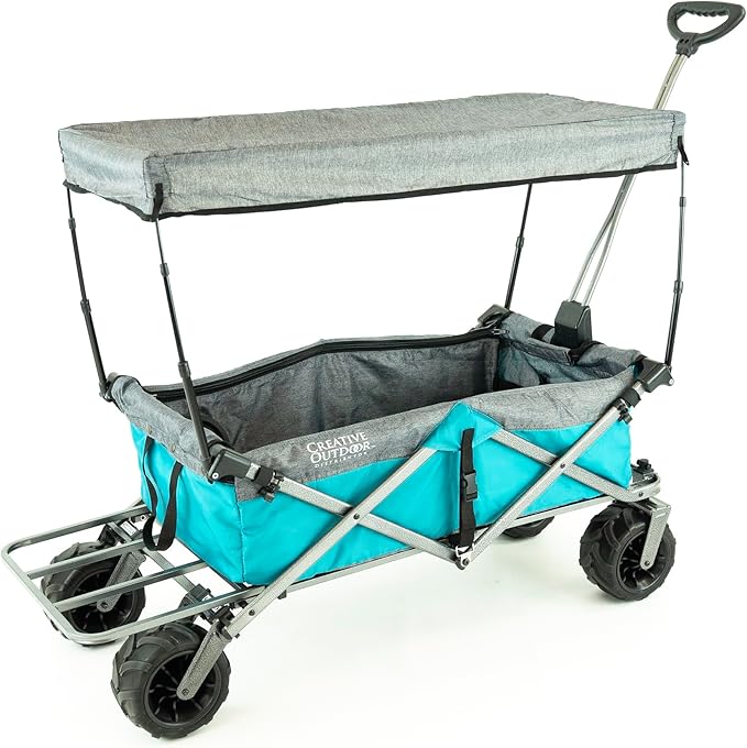 Creative Outdoor All-Terrain Deluxe Wagon | 360 Swivel All Terrain Wheels | Great for Beach, Park, Garden & Tailgate | Multiple Color Options