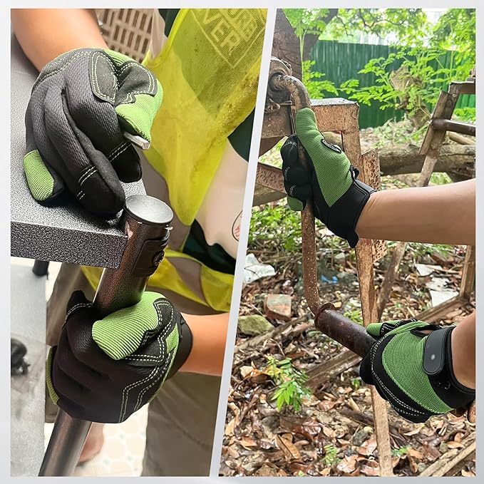 Gardening Gloves for Men and Women, Thorn Proof & Puncture Resistant Working Gloves, Gloves for Safety Work and Gardening, Gardening Gifts, Synthetic Leather Spandex Mechanic with Touchscreen Support