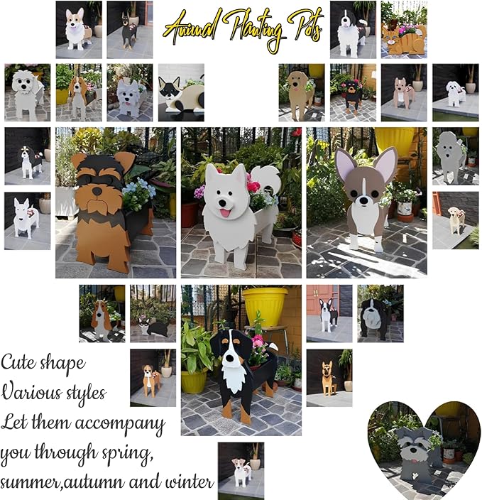 Bull Terrier Dog Planter Plant Pots,Cute Garden Dog Flower Planter,Dog Planters Birthday Gifts for Women,Office,Indoor/Outdoor Decor（9.45 * 5.57 * 13.39in）