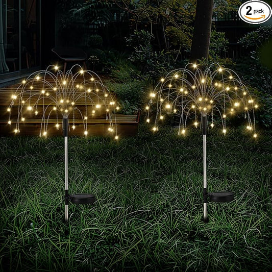 Firework Waterproof LED Solar Lights - 120 LED Outdoor warmer starburst garden decor with 8 modes