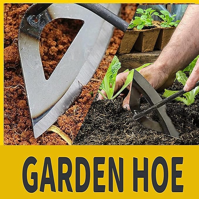 Garden Tools Hollow Hoe, All-Steel Hardened Hollow Hoe, Sharp Garden Edger Weeder, Durable Gardening Hoe Hand Tool Weed Puller Accessories for Backyard Weeding, Soil Loosening, Farm Planting (2PCS)
