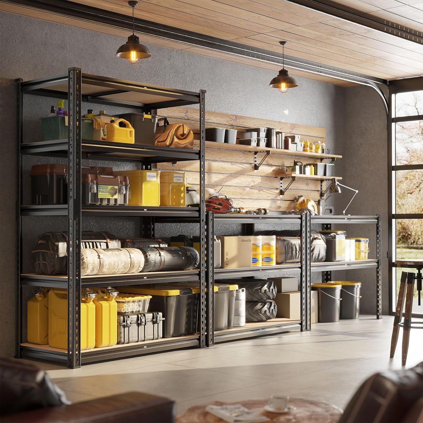 63" H Garage Shelving 31.5" W Storage Shelves Adjustable 2000LBS Metal Shelving Heavy Duty 5 TierGarage Shelves for Pantry Kitchen Closet Basement Warehouse