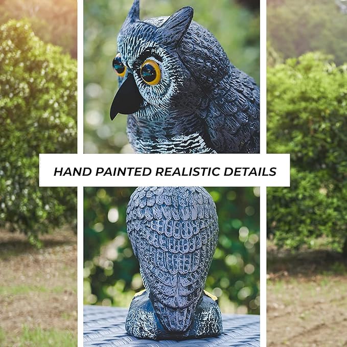 Galashield Owl Decoy | Plastic Owls to Scare Birds Away | Owl Statue for Garden & Outdoors - Pack of 3