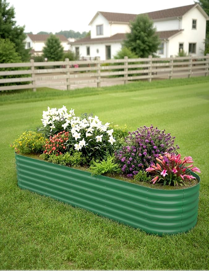 8x2x1.5ft Raised Garden Bed,Galvanized Raised Planter Boxes Outdoor with Easy Assembly, Large Garden Bed for Vegetables, Fruits, Flower,Raised Garden Bed,Green