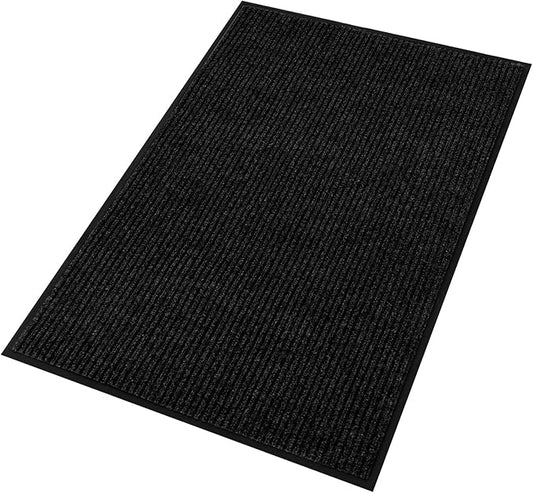 fani Heavy Duty Large Outdoor Indoor Entrance Black Doormat Waterproof Low Profile Entrance Rug Front Door Mat Patio Anti-Skid Rubber Back, 31x47 inch (Black)