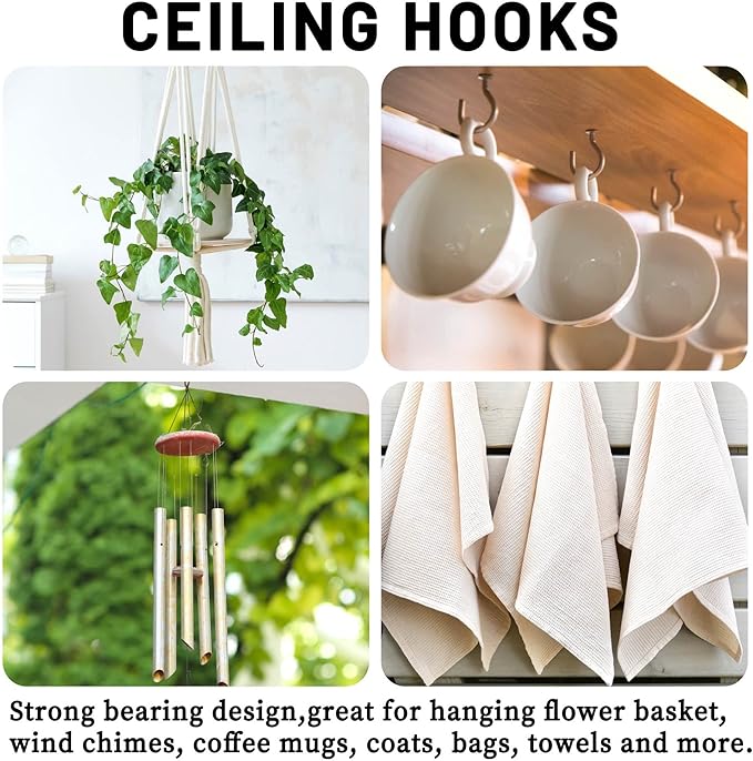 AJART Ceiling Hooks for Hanging Plants: Iron Plant Hanger for Wall Mount - 2 Pack/2.5 Inch Ceiling Hook for Indoor Use