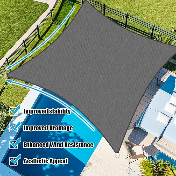 Amagenix Sun Shade Sail 5'X7' Curved Edge Outdoor Shade Canopy Dark Grey Breathable 95% UV Block Shade Cloth for Patio Garden Backyard (We Make Custom Size)