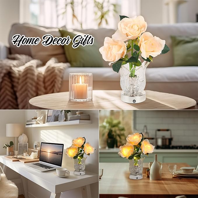 Sunflower LED Lamp for Womens Gifts, for Womens Mom Wife Friends Her Christmas Anniversary Birthday Gifts, Perfect Ideal for Bedroom Ambiance Charming Gifts (Champagne)