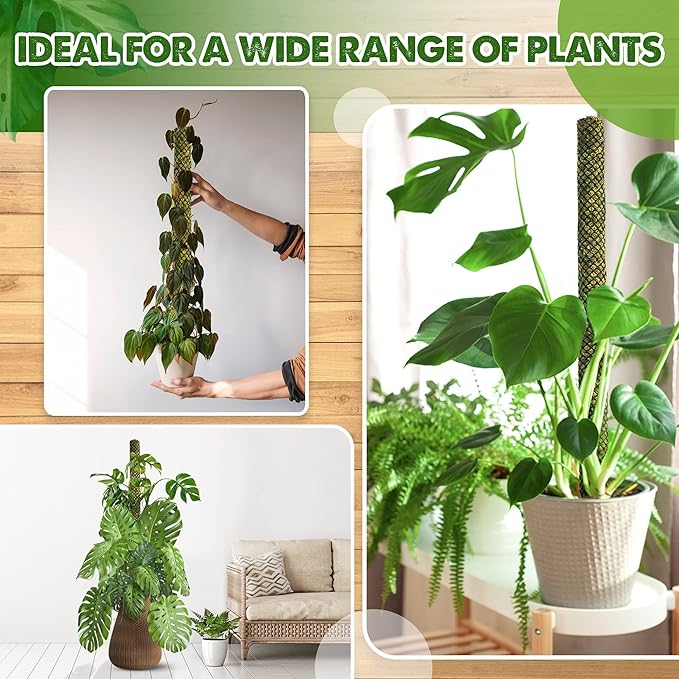 DUSPRO Stackable Mesh Moss Pole for Plants Monstera Potted Plant Stakes for Indoor Plants Extendable Plant Pole Moss Sticks for Plants Climbing Vine Supporting Monstera Trellis 2 Pcs 22''