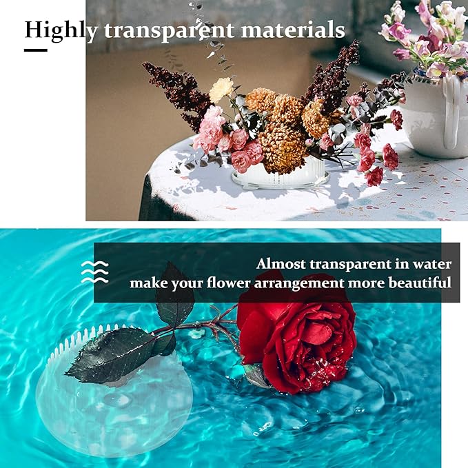 Calsoling 4 Pieces Flower Frog Transparent Flower Arrangement Holder, Round Pin Flower Holder Floral Arranging Frog with 3 Suction Cup from Japanese Ikebana Art for Home Plant Decoration DIY Craft