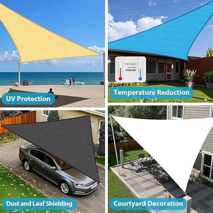 Amagenix Sun Shade Sail 10'X10'X14.1' Curved Edge Outdoor Shade Canopy Cream Breathable 95% UV Block Shade Cloth for Patio Garden Backyard (We Make Custom Size)