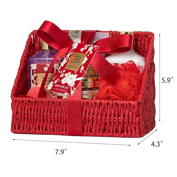Christmas Gifts for Women, Bath and Body Gift Basket Set for Mothers Day - 9 Pcs Luxury Rose Spa Gift Baskets Set for Women, Gift Set | Perfect Valentine's, Birthday, Gift Sets for Mom All Occasion