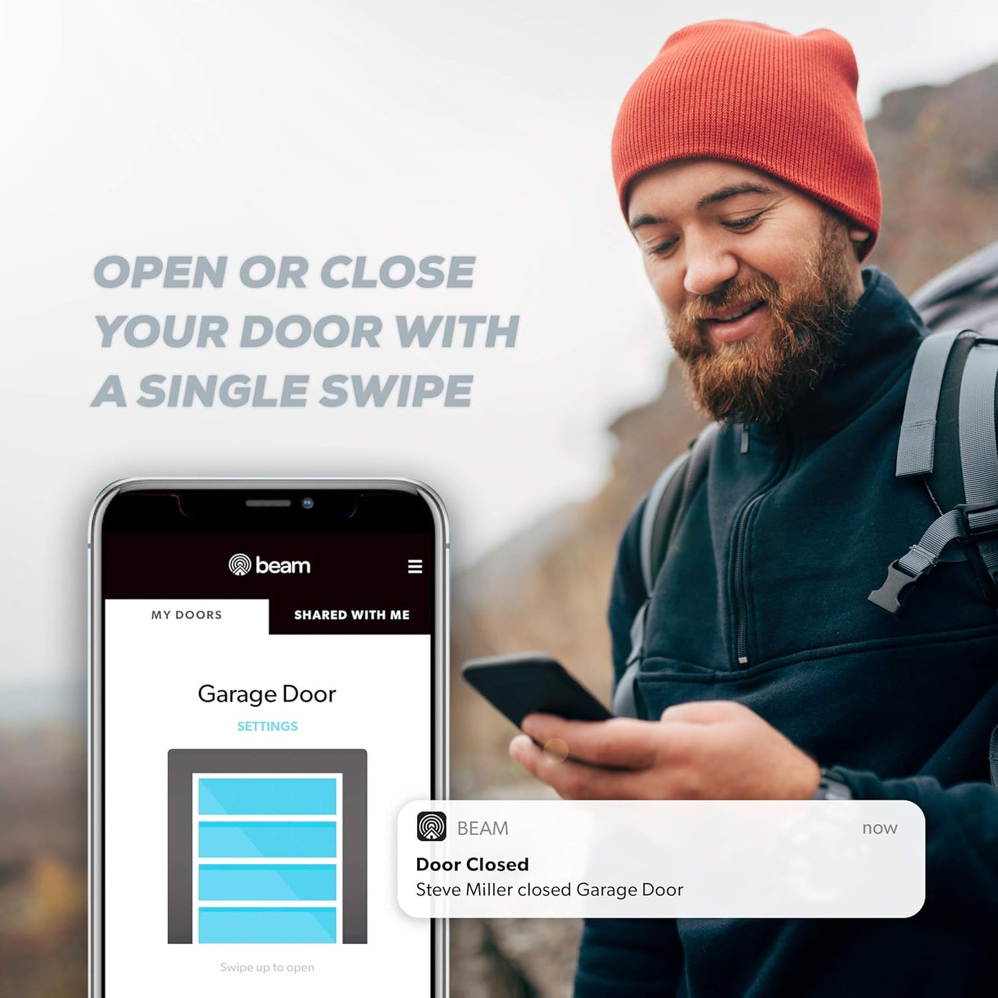 Centurion BU800 Two Car Smart Garage Door Opener, Ultra-Reliable 1-1/4 Horsepower Equivalent DC Motor, Integrated Edge-to-Edge 3000-Lumen LED, with Beam Home App for Smart Garage Control, White