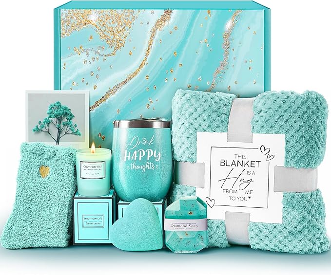 for Women, Get Well Soon Gifts Self Care Gifts, Gardenia Spa Gift Basket Care Package with Blanket, Birthday Valentines for Mom Wife Girlfriend Best Friend Her