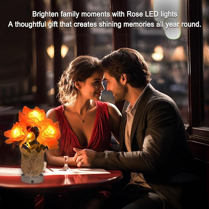 Artificial Pink Rose LED Lamp for Womens Gifts, Pink Rose Night Light for Relaxation and Serenity, Womens Mom Wife Friends Mom Daughter Valentine Anniversary Christmas Birthday Gifts(PINK ROSE)